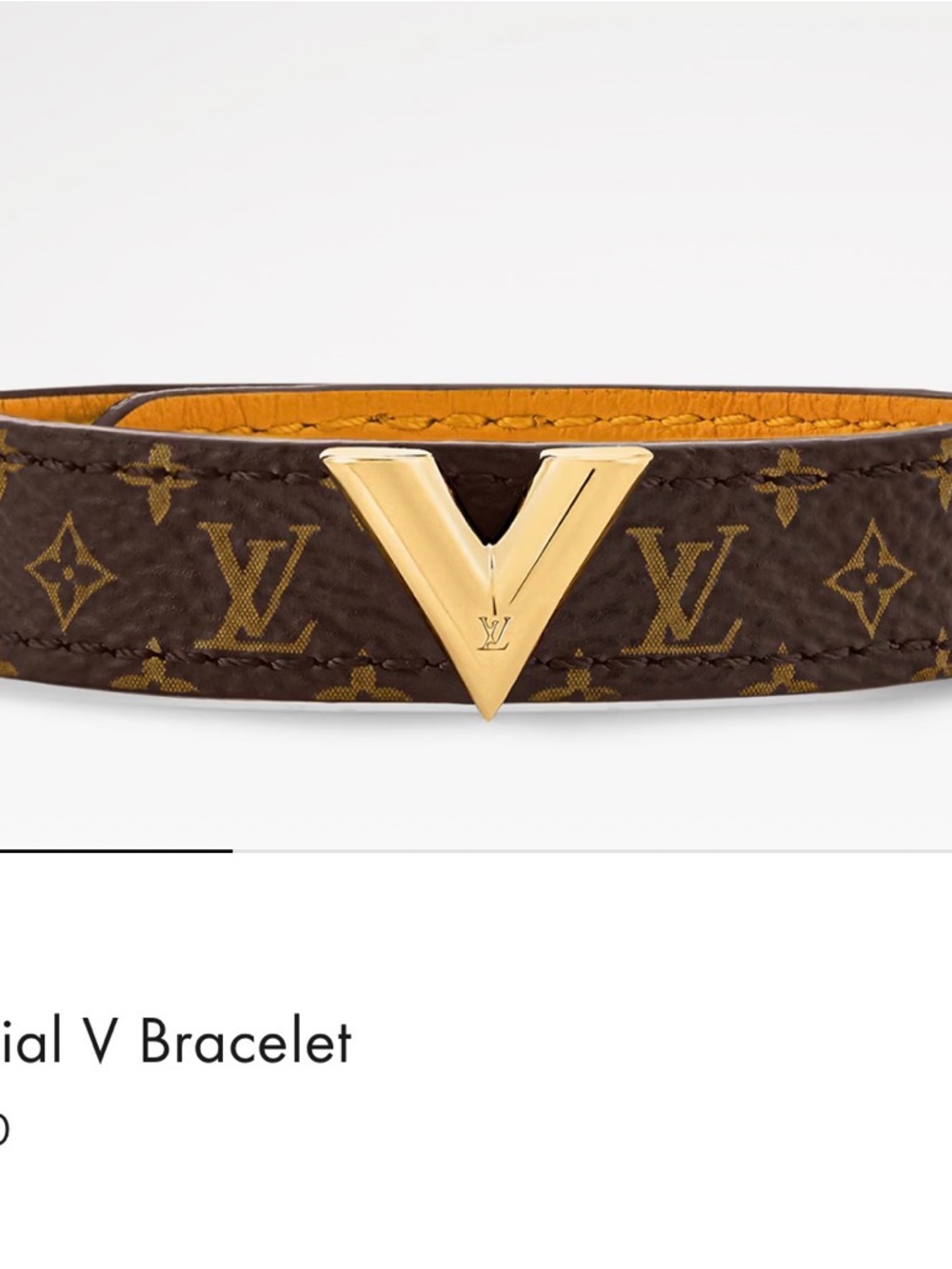 Louis Vuitton Monogram V Bracelet in Brown and Gold